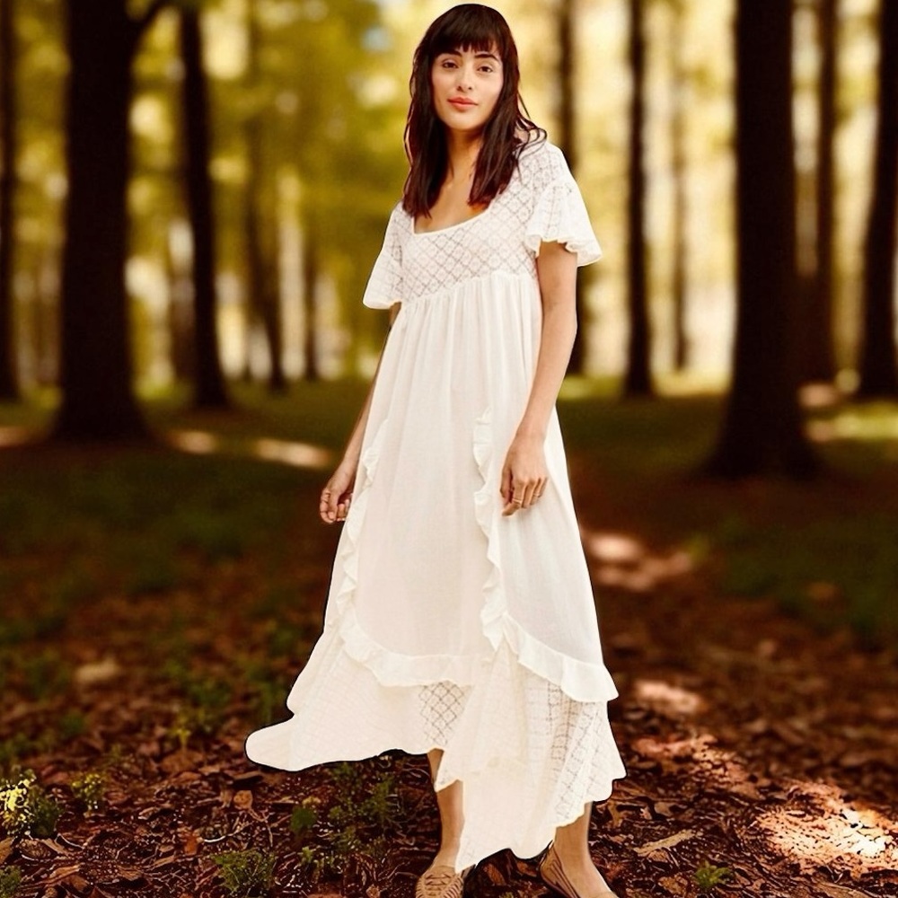 Free People Bring The Romance Midi Dress in White - Picture 4 of 6